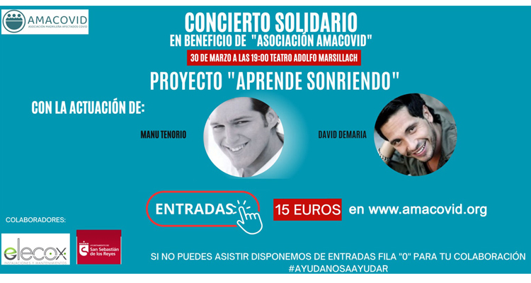 El Ayuntamiento de Sanse colabora con AMACOVID en el concierto solidario de Manu Tenorio y David DeMaría